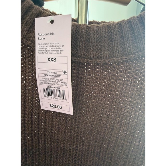 Wild Fable Dark Brown Cropped Knit Sweater XXS Long Sleeve - Picture 5 of 5